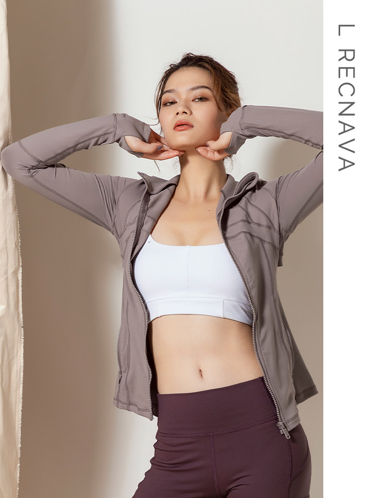 L RECNAVA AUTUMN AND winter yoga clothes WOMEN's LONG-SLEEVED tight top sports running slim jacket FITNESS quick-drying clothes