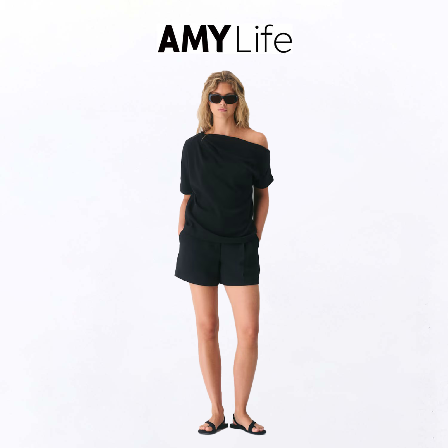 北美代购正品aritzia Effortless系列高腰日式绉纱短裤 休闲百搭