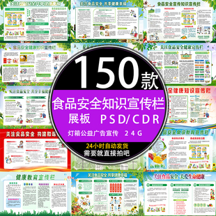 ps食品安全健康知识教育公益灯箱广告宣传栏展板psd模板设计素材
