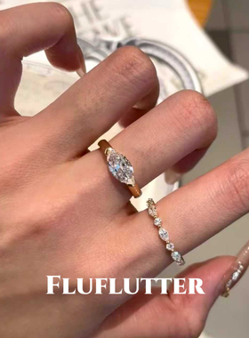Fluflutter｜（可叠戴）纯银马眼钻戒指高级轻奢送女朋友闺蜜礼物