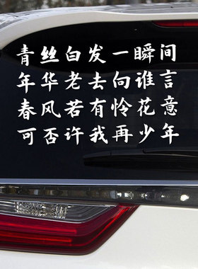 青丝白发一瞬间车贴纸创意个性车身装饰贴汽车反光后玻璃车门贴纸