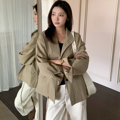 BEFORE SUNSET日落 十三行秋冬新款立领抽绳风衣短外套女百搭上衣