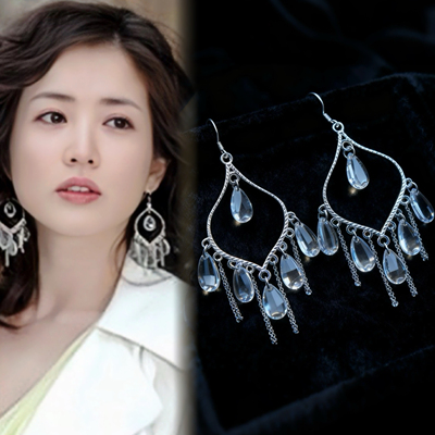 Healing girl 传闻中的七公主罗美七同款民族风耳环银针水晶流苏