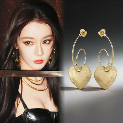 Healing girl枭起青壤迪丽热巴单依纯同款设计感爱心大圈气质耳圈