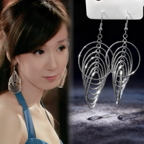 Healing girl爱情公寓胡一菲同款多层镂空圆圈银针耳环