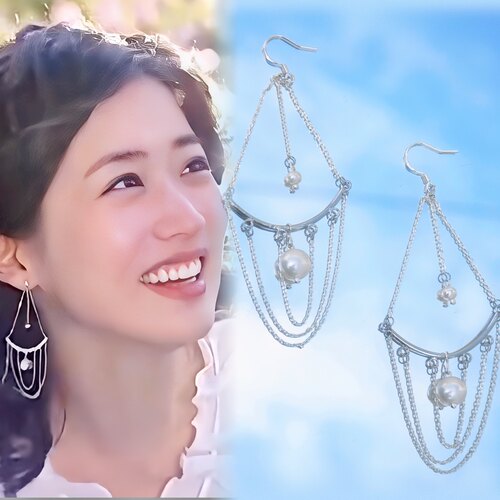 Healing girl 传闻中的七公主罗美七同款链条流苏银针耳环
