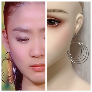 Healing girl放羊的星星欧雅若同款金属素圈耳环复古夸张耳饰