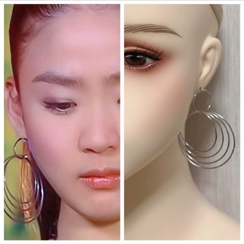 Healing girl放羊的星星欧雅若同款金属素圈耳环复古夸张耳饰