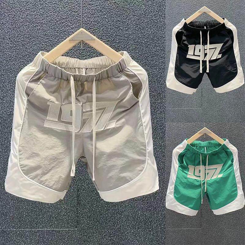 夏季新款灰色拼接青年短裤男百搭网红休闲运动速干裤子外穿沙滩裤