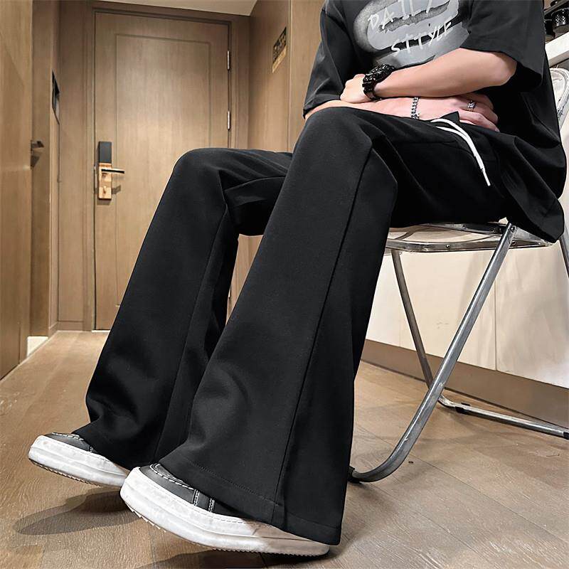 夏季纯色休闲卫裤男款cleanfit美式复古简约宽松直筒显瘦微喇长裤