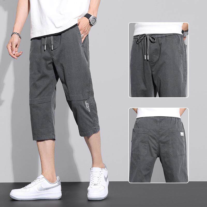 夏季休闲时尚七分裤男士宽松直筒青少年薄款运动中裤潮牌短裤子