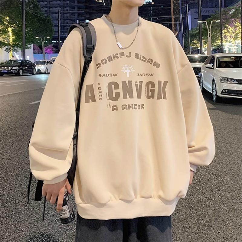 纯棉美式重磅长袖卫衣男春秋冬款潮牌高街oversize加绒加厚打底衫