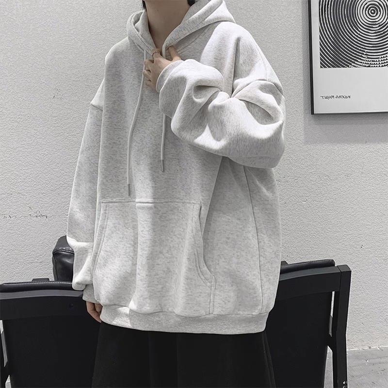 纯棉美式连帽加绒卫衣男女早秋冬oversize新款情侣装衣服重磅外套