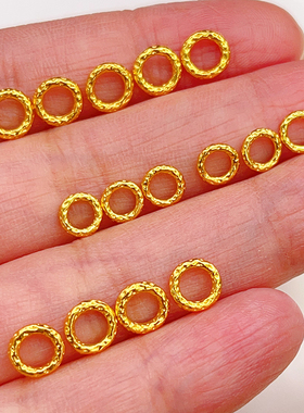 S925银镀金24K盘缠圈跑环半成品隔珠diy水晶珠宝手工手链项链配饰