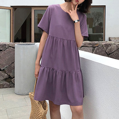 Summer 2021 new large women's dress temperament popular A-line skirt fat sister's first love French slim dress