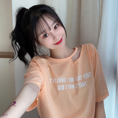 Real shot short sleeve T-shirt women's hollow letter half sleeve top printing