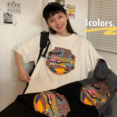 Official photo Korean version of Harajuku harbor style loose super fire short sleeve net red top fashion