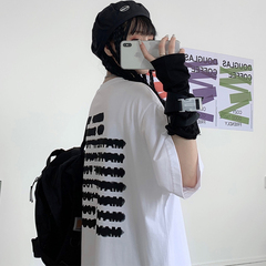 Real shot cotton Harajuku Street loose short sleeve T-shirt girl