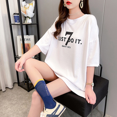 Real shot short sleeve T-shirt women's summer new loose Korean round neck top large women's dress