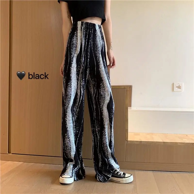 Wide leg pants women's high waist loose thin casual 2021 trend new wave halo dyed pleated floor dragging pants