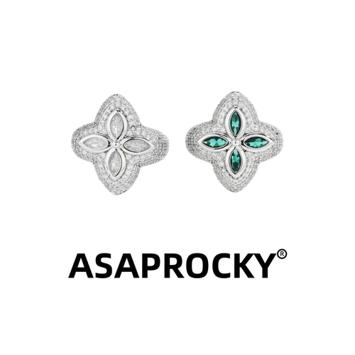 ASAPROCKY满钻四叶草轻奢风戒指
