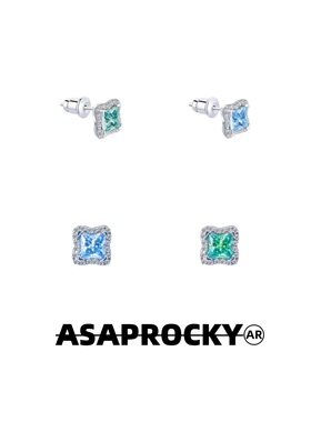 ASAPROCKY银针锆石四叶草北极星耳钉嘻哈风高级感潮流男女款耳钉