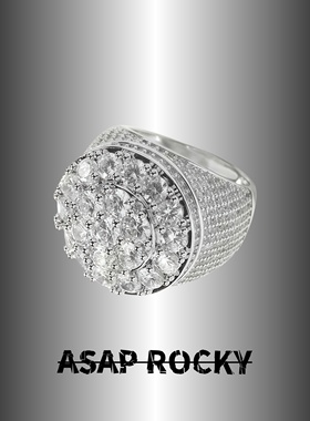 ASAPROCKY欧美男士嘻哈帅气高级感花朵钻戒指潮流复古闪耀男指环