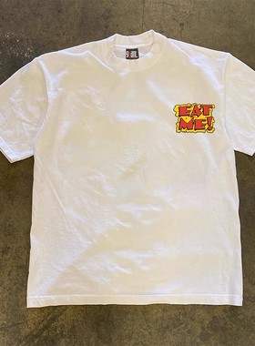 MATME! 吃了我吧字母印花港风男女情侣宽松设计感小众百搭短袖t恤