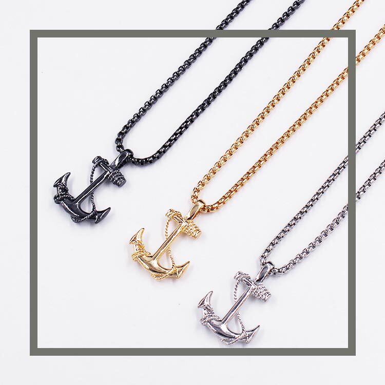 Necklace Pendant Titanium Metal Naval Air Tough Guy Anchors pirate Retro personality Gold and Silver black Europe and America streetin the Accessories/Fashion Jewelry, Necklace  category - from Buy2taobao.com to provide professional Taobao agent buy service