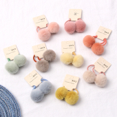 黄小妞儿童发饰秋冬毛球球发圈宝宝小皮筋对装 婴儿扎头发可爱发绳