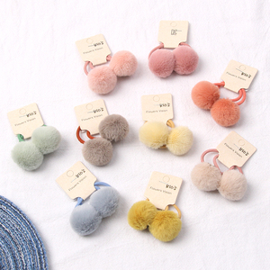 黄小妞儿童发饰秋冬毛球球发圈宝宝小皮筋对装婴儿扎头发可爱发绳