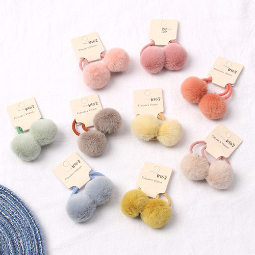 黄小妞儿童发饰秋冬球小皮筋对装