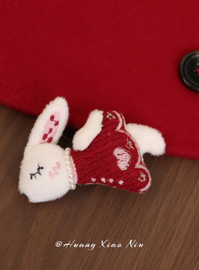 黄小妞秋冬发夹可爱卡通毛绒兔子红色儿童夹子包布发夹侧边卡子