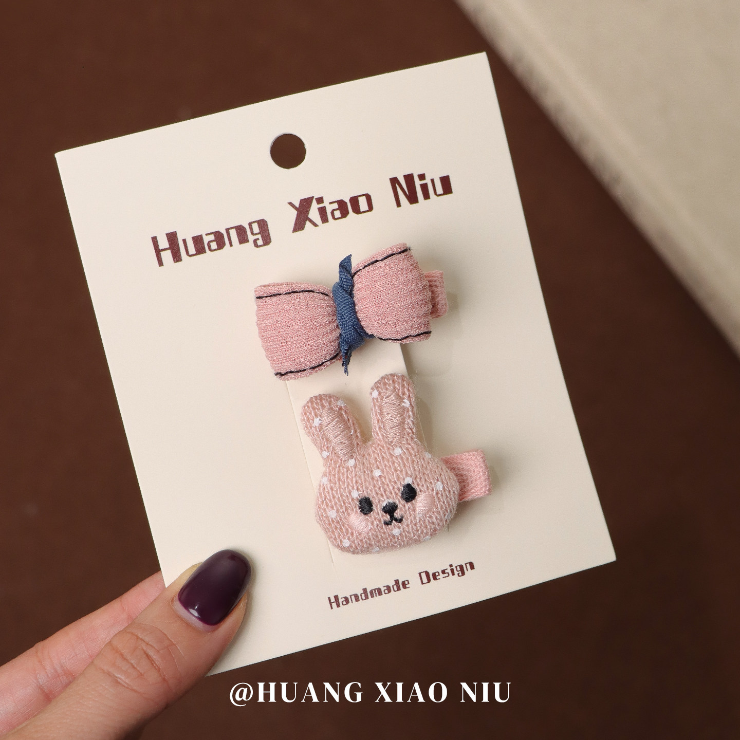 黄小妞新款秋冬针织立体兔子包布夹可爱卡通婴儿碎发夹小发卡发饰