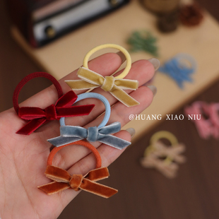 黄小妞秋冬可爱百搭女宝宝小圈发绳新年婴儿酒红色洋气扎头发皮筋