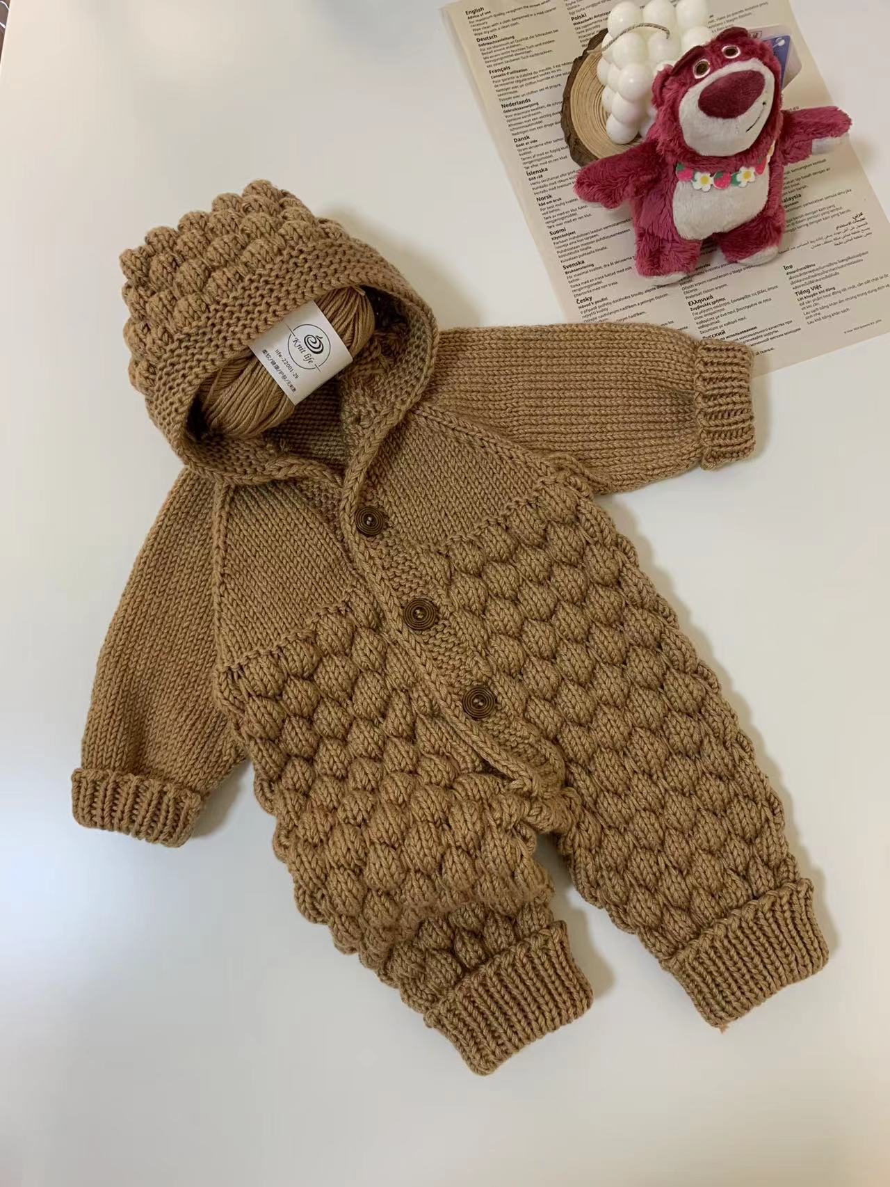 大琪手工！泡泡连体爬爬服材料包！！（非成品）一团二两宝宝棉线