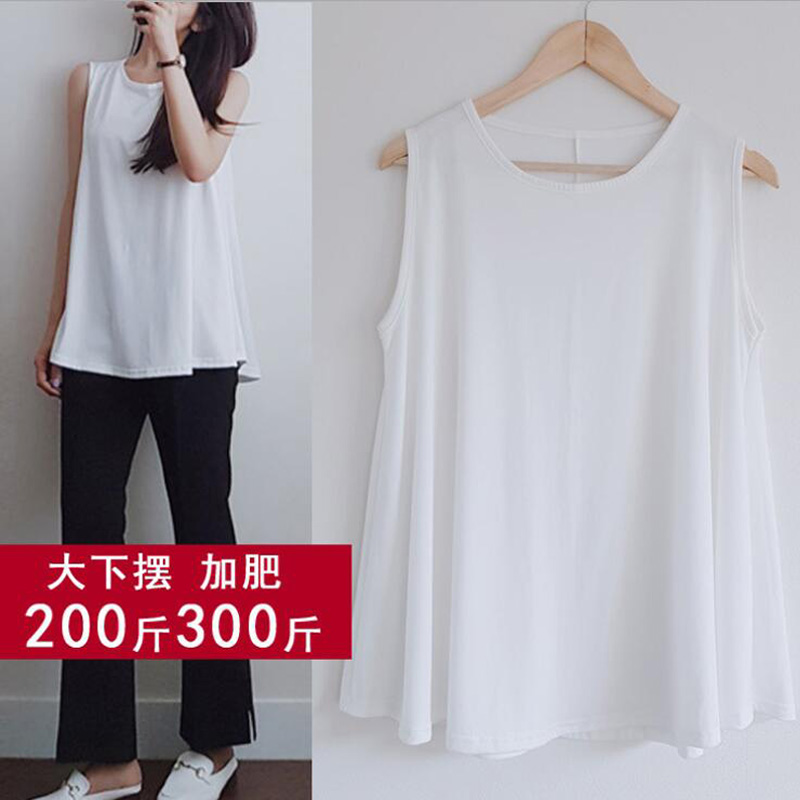 莫代尔加肥胖大摆中老年吊带背心