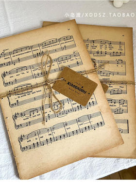 Vintage复古泛黄音乐书页琴谱乐谱美食摄影道具家居装饰摆设摆件