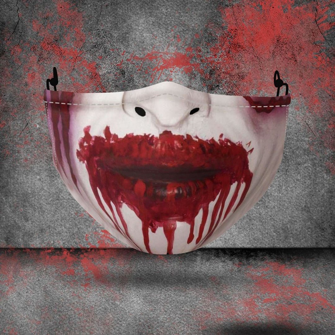 万圣节口罩抖音同款逼真3D印花面罩小丑恐怖搞笑血肉可水洗可防霾