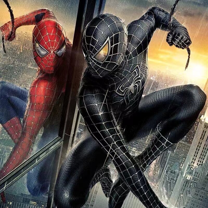 漫威超凡2黑色肌肉蜘蛛侠紧身衣万圣节连体服3D印花cos表演服男孩