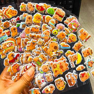 卡皮巴拉3d立体泡泡贴画儿童可爱河豚男孩女孩幼儿园奖励宝宝贴纸