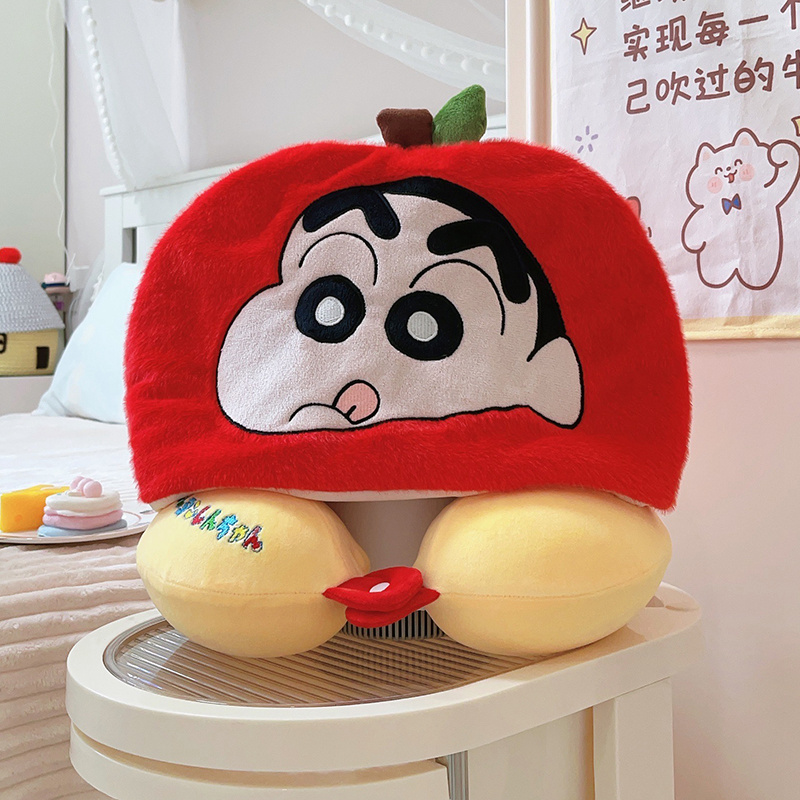 蜡笔小新U型枕可爱连帽护颈枕