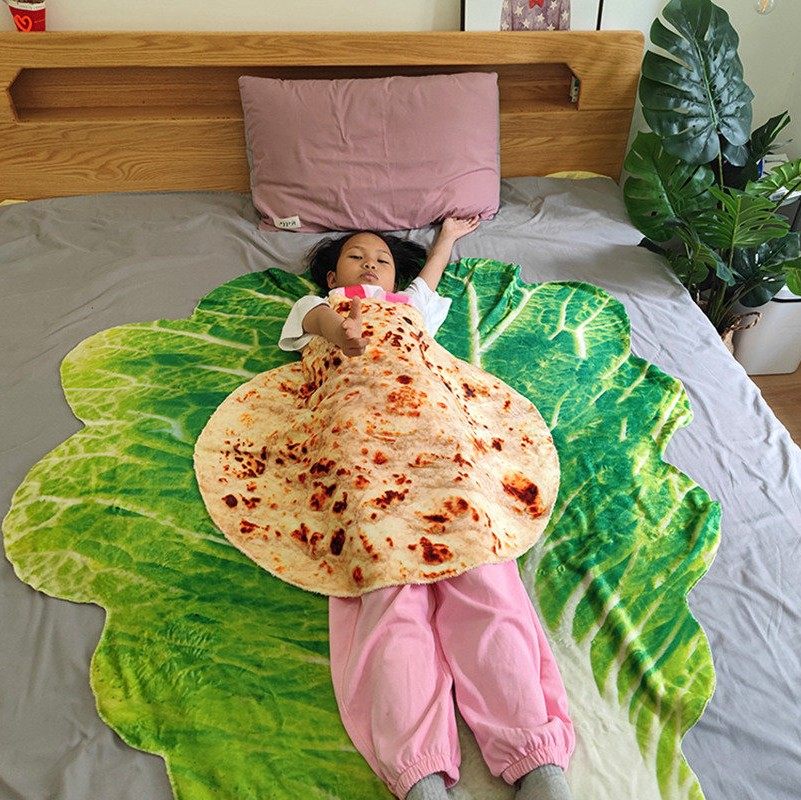 仿真煎饼毯子毛毯搞笑搞怪夏凉被大白菜办公室午睡单人被披肩盖毯