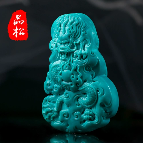 品松 Натуральная бирюзовая природная руда, чай Тегуаньинь, подвеска, резьба по камню, ручка, украшение в руку из нефрита