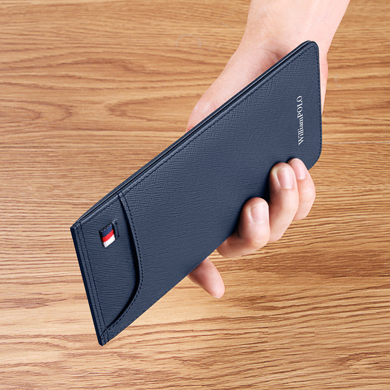 保罗简约卡包男士超薄多卡位真皮长款男钱包名片夹信用卡银行卡套