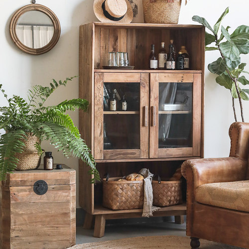 左岸麦田原木文艺玻璃客厅复古