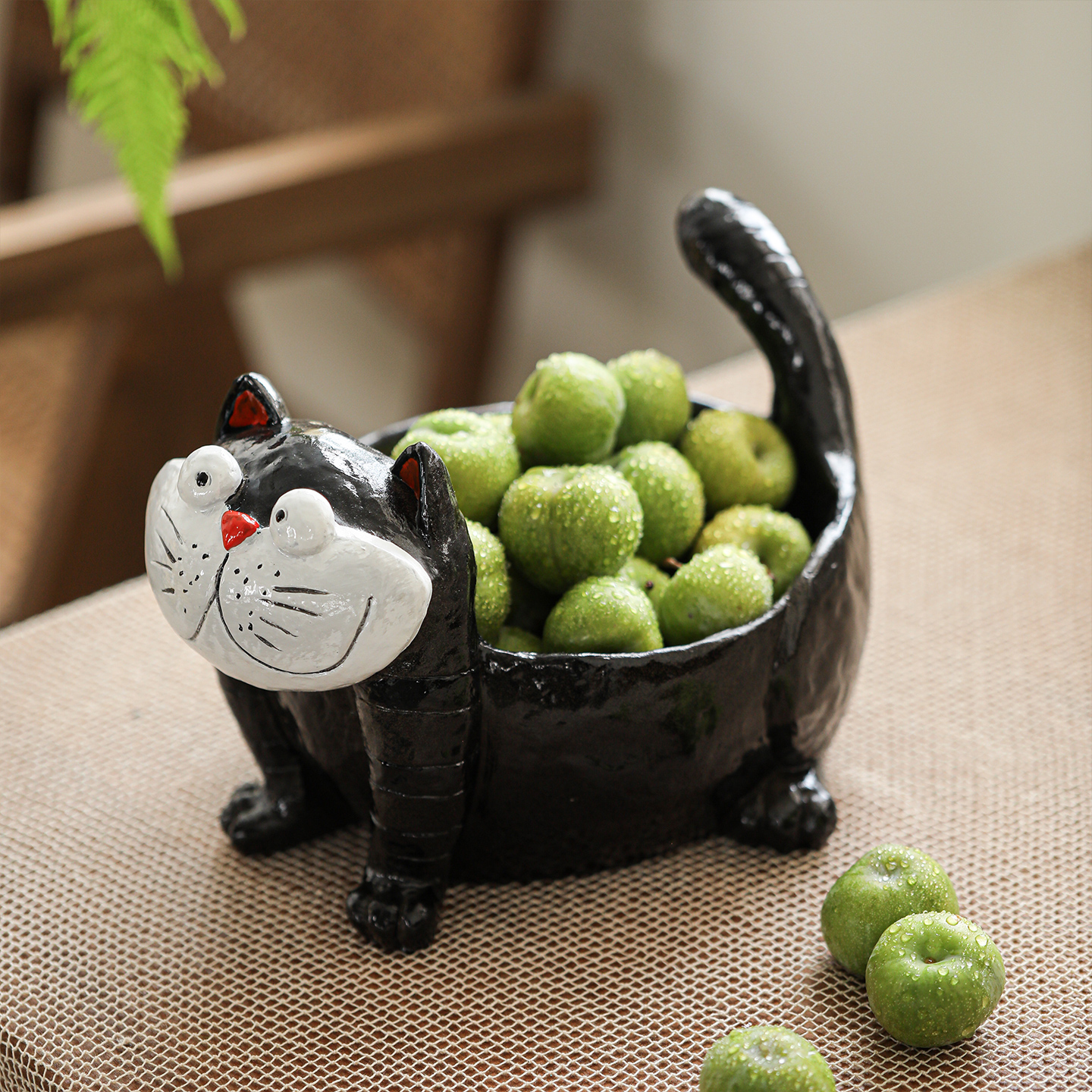 大脸猫零食盘摆件家用客厅茶几