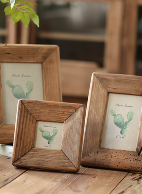 左岸麦田 美式乡村原木文艺气息相框3寸/6寸/7寸实木相框摆台客厅