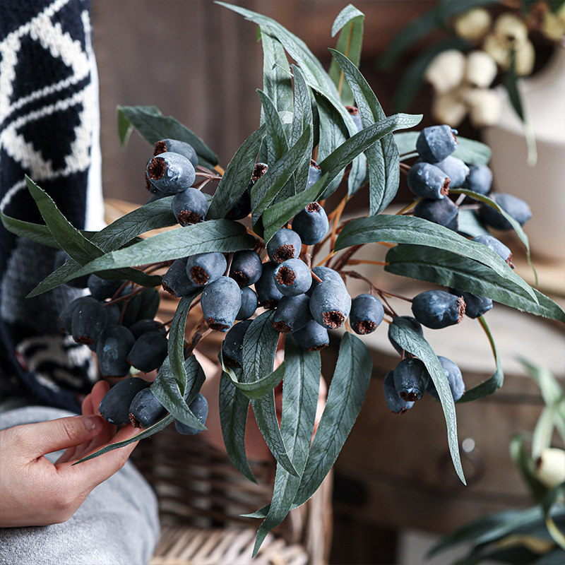 仿真把束桉树果仿真花假花果子客厅插花装饰品高级感逼真花艺摆设