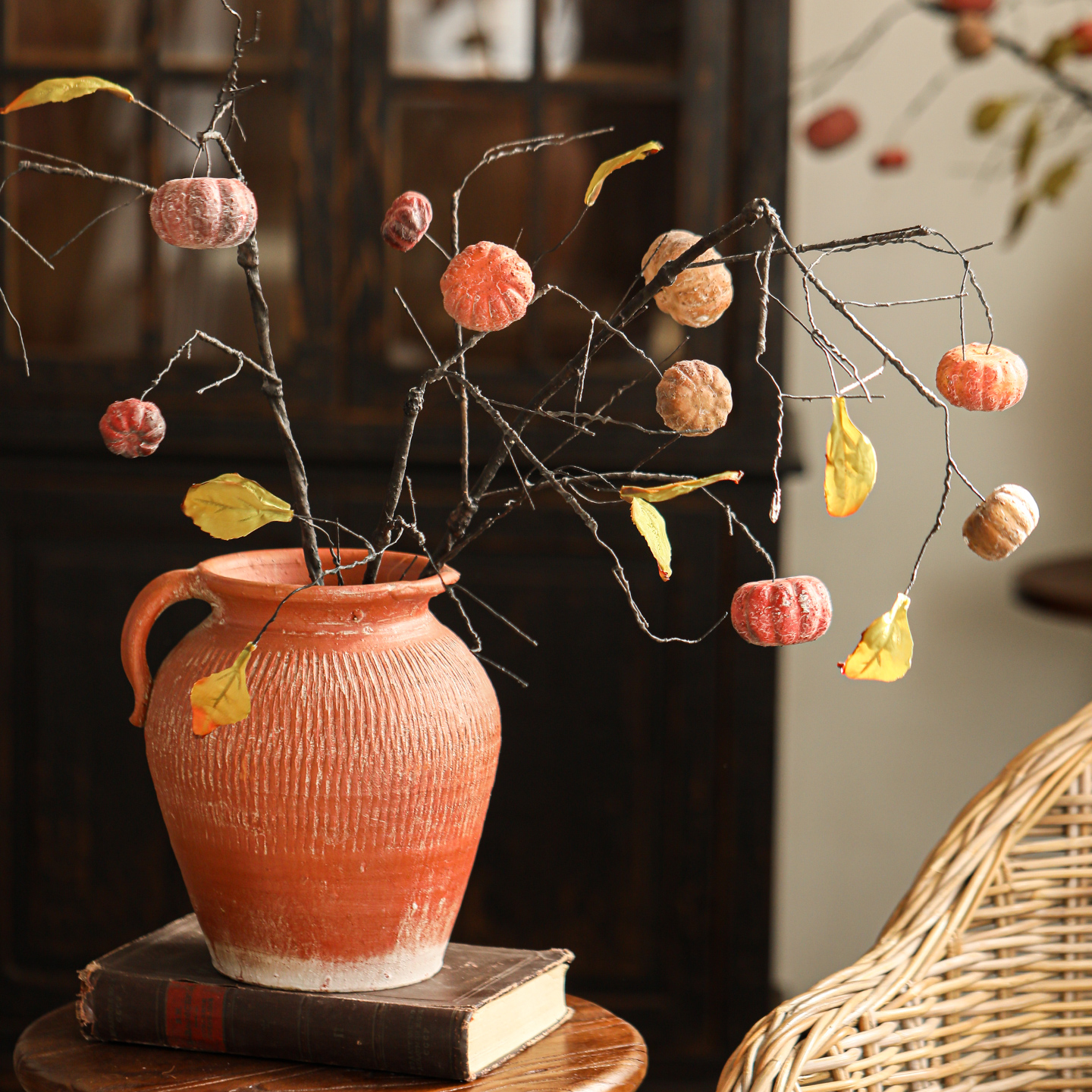 长枝南瓜藤果枝仿真花高级感复古